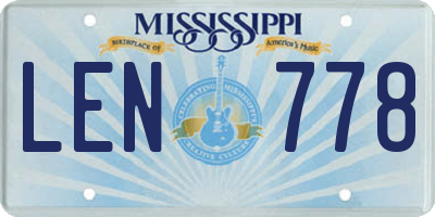 MS license plate LEN778