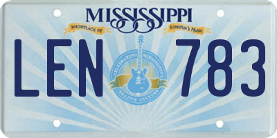 MS license plate LEN783