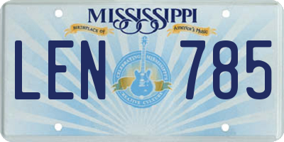 MS license plate LEN785