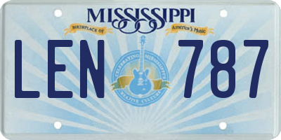 MS license plate LEN787
