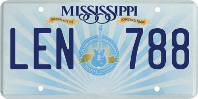 MS license plate LEN788