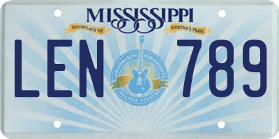 MS license plate LEN789