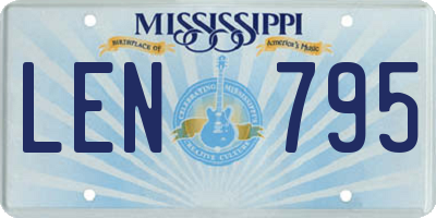 MS license plate LEN795