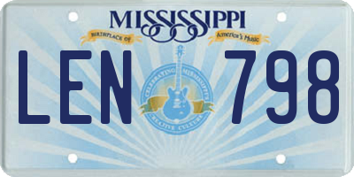 MS license plate LEN798