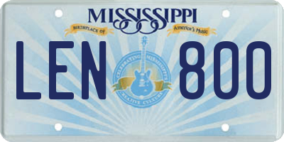 MS license plate LEN800
