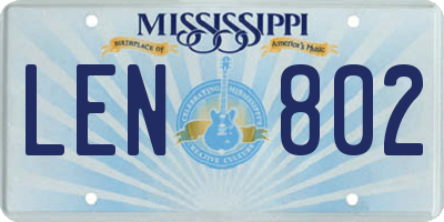 MS license plate LEN802