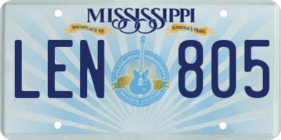 MS license plate LEN805