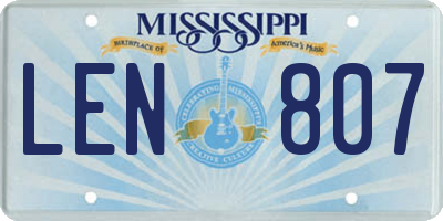 MS license plate LEN807