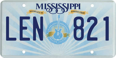 MS license plate LEN821