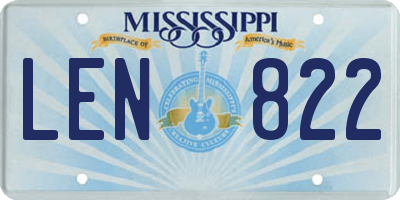 MS license plate LEN822