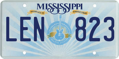 MS license plate LEN823