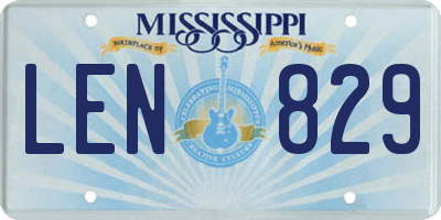 MS license plate LEN829