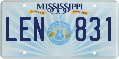 MS license plate LEN831