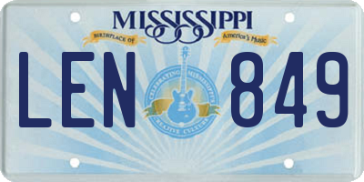 MS license plate LEN849