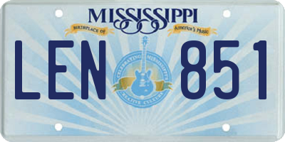 MS license plate LEN851