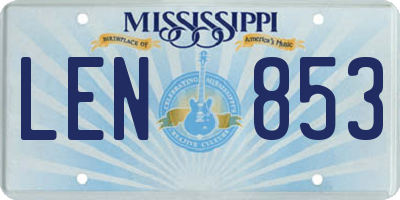 MS license plate LEN853