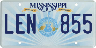 MS license plate LEN855