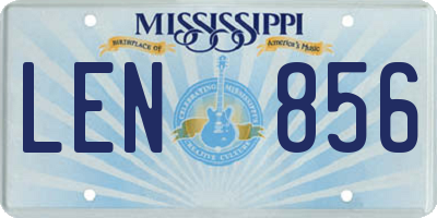 MS license plate LEN856