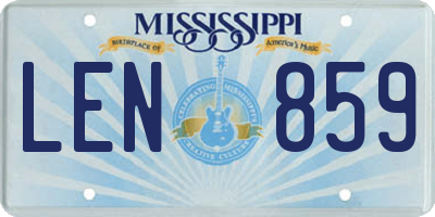 MS license plate LEN859