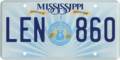 MS license plate LEN860