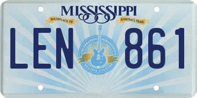 MS license plate LEN861