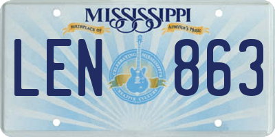 MS license plate LEN863