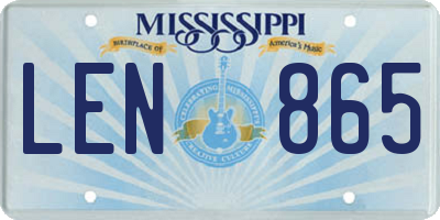 MS license plate LEN865