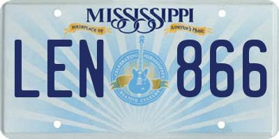 MS license plate LEN866