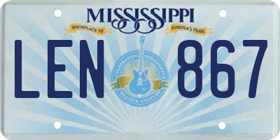 MS license plate LEN867