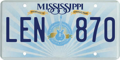 MS license plate LEN870