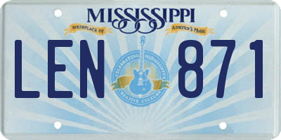 MS license plate LEN871