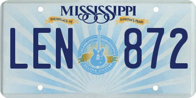 MS license plate LEN872