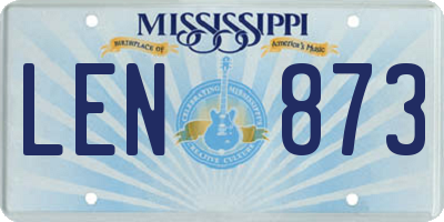 MS license plate LEN873