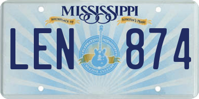 MS license plate LEN874