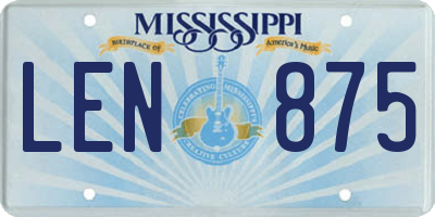 MS license plate LEN875