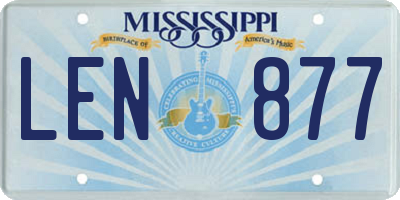 MS license plate LEN877