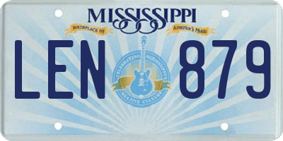 MS license plate LEN879