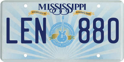 MS license plate LEN880