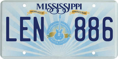 MS license plate LEN886