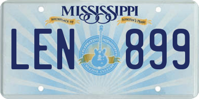 MS license plate LEN899