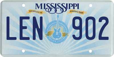 MS license plate LEN902