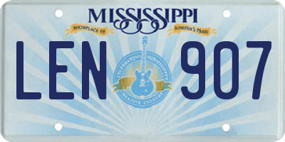 MS license plate LEN907