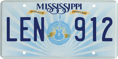 MS license plate LEN912