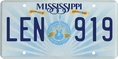 MS license plate LEN919