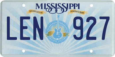 MS license plate LEN927