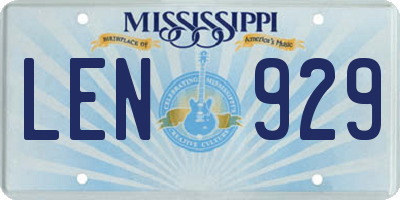 MS license plate LEN929