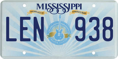 MS license plate LEN938