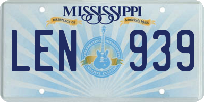 MS license plate LEN939