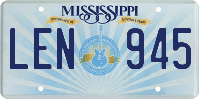 MS license plate LEN945