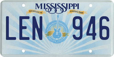MS license plate LEN946